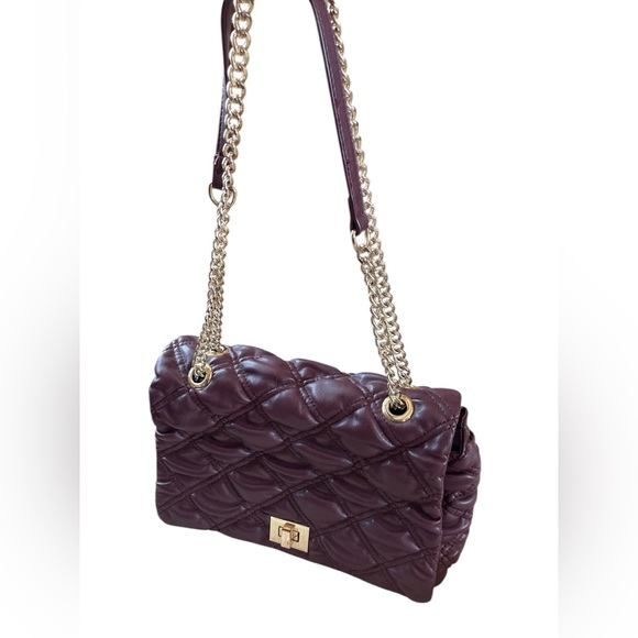 I.N.C International Concepts Soft Ajae Quilted Shoulder Bag Prune Maroon - Picture 2 of 10